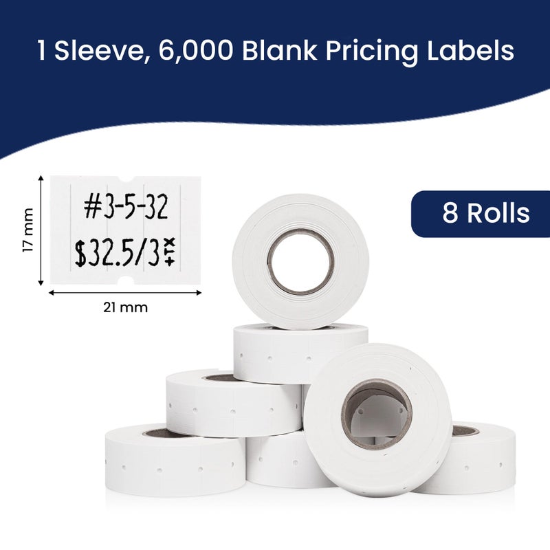Perco 2 Line Freezer Adhesive Labels - 8 Rolls, 1 Sleeve, 6,000 Blank Price and Date Gun Labels for Perco 2 Line Price and Date Guns - Made in USA - Image 3